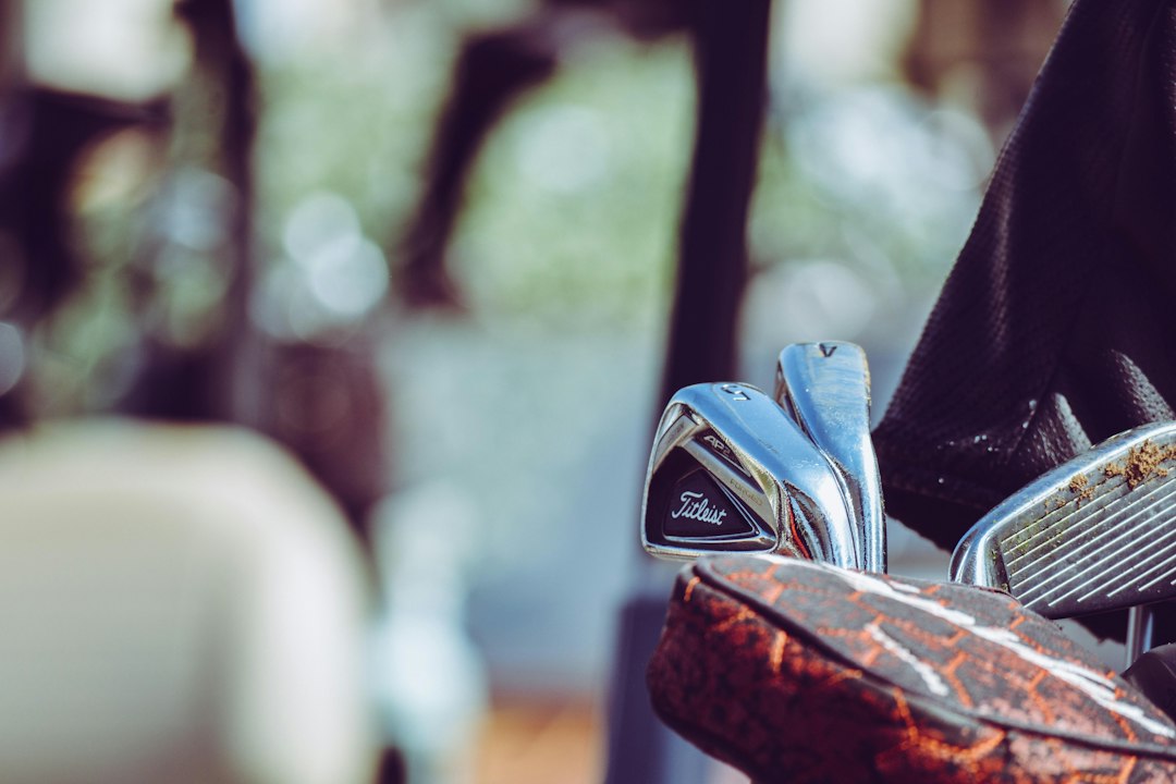 A set of golf clubs close up