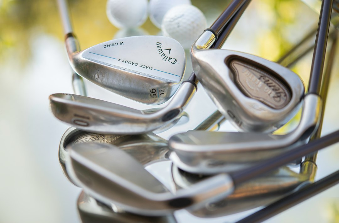 Golf irons, a wedge and a set of golf balls